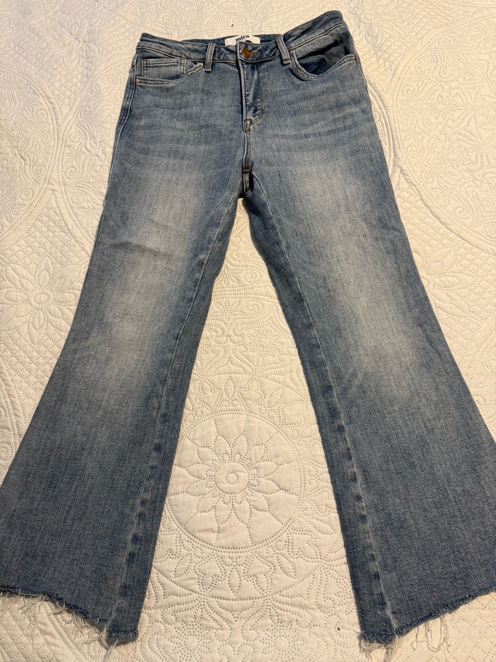 Women’s Light Blue Cropped Flare Jeans - Unbranded